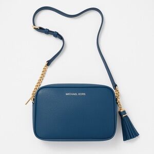 Michael Kors Royal Blue Crossbody Bag with Gold Chain